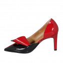 Chaussure ouverte pour femmes en cuir verni rouge et noir talon 8 - Pointures disponibles:  31, 34, 42, 44, 45
