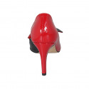 Chaussure ouverte pour femmes en cuir verni rouge et noir talon 8 - Pointures disponibles:  31, 42, 45