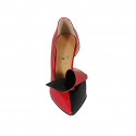 Zapato abierto para mujer en charol rojo y negro tacon 8 - Tallas disponibles:  31, 34, 42, 44, 45