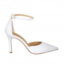 Woman's open shoe with strap in white leather heel 8 - Available sizes:  31, 42, 43, 45, 46