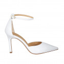 Woman's open shoe with strap in white leather heel 8 - Available sizes:  43