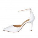 Woman's open shoe with strap in white leather heel 8 - Available sizes:  31, 42, 43, 45, 46