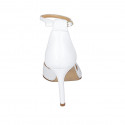 Woman's open shoe with strap in white leather heel 8 - Available sizes:  43