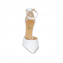 Woman's open shoe with strap in white leather heel 8 - Available sizes:  31, 42, 43, 45, 46