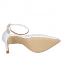 Woman's open shoe with strap in white leather heel 8 - Available sizes:  43