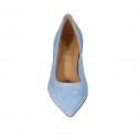 Zapato de salon para mujer en gamuza azul claro tacon 5 - Tallas disponibles:  42, 43
