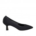 Woman's pointy pump in black fabric heel 5 - Available sizes:  33, 34, 44, 46