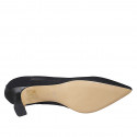 Zapato de salon puntiagudo para mujer en tejido negro tacon 5 - Tallas disponibles:  33, 34, 46