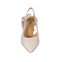 Woman's slingback pump in nude leather with elastic band and bow heel 5 - Available sizes:  32, 33, 34