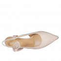 Woman's slingback pump in nude leather with elastic band and bow heel 5 - Available sizes:  32, 33