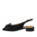 Woman's slingback with bow in black suede and patent leather heel 3 - Available sizes:  33, 34, 43, 44, 45, 46