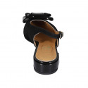 Chaussure ouverte au talon avec noeud pour femmes en daim et cuir verni noir talon 3 - Pointures disponibles:  33