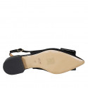 Zapato destalonado con moño para mujer en gamuza y charol negro tacon 3 - Tallas disponibles:  33