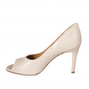 Woman's open shoe in nude leather heel 9 - Available sizes:  31, 33, 42, 43, 44, 46