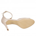 Woman's open shoe with ankle strap in nude leather heel 9 - Available sizes:  31, 33, 34, 43, 44, 45