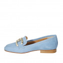 Mocassin pour femmes avec accessoire en daim bleu clair talon 2 - Pointures disponibles:  42, 43