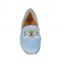 Mocassin pour femmes avec accessoire en daim bleu clair talon 2 - Pointures disponibles:  42, 43