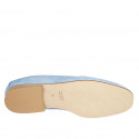 Woman's mocassin with accessory in light blue suede heel 2 - Available sizes:  34, 42, 43, 44, 45
