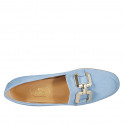 Mocassin pour femmes avec accessoire en daim bleu clair talon 2 - Pointures disponibles:  42, 43