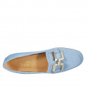 Woman's mocassin with accessory in light blue suede heel 2 - Available sizes:  34, 42, 43, 44, 45