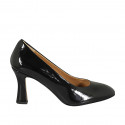 ﻿Woman's round-tip pump in black patent leather heel 8 - Available sizes:  32, 34, 42, 43