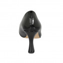 ﻿Zapato de salón redondeado en charol negro tacon 8 - Tallas disponibles:  32, 34, 42, 43