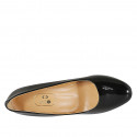 ﻿Zapato de salón redondeado en charol negro tacon 8 - Tallas disponibles:  32, 34, 42, 43