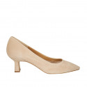 Escarpin à bout pointu pour femmes en daim beige talon 5 - Pointures disponibles:  43, 44, 47