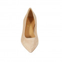 Escarpin à bout pointu pour femmes en daim beige talon 5 - Pointures disponibles:  43, 44, 47
