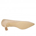Woman's pointy pump in beige suede heel 5 - Available sizes:  32, 33, 43, 44, 45, 47
