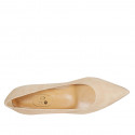 Escarpin à bout pointu pour femmes en daim beige talon 5 - Pointures disponibles:  43, 44, 47