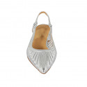 Zapato destalonado a punta para mujer en piel laminada plateada con elastico tacon 3 - Tallas disponibles:  44, 45