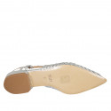 Woman's pointy slingback pump in silver laminated leather with elastic heel 3 - Available sizes:  44, 45
