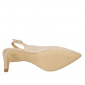 Woman's slingback pump in beige suede heel 8 - Available sizes:  31, 32, 33, 43, 44, 46, 47