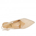 Woman's slingback pump in beige suede heel 8 - Available sizes:  31, 32, 33, 43, 44, 46, 47