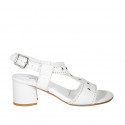Woman's sandal in white pierced leather heel 5 - Available sizes:  43