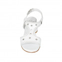 Woman's sandal in white pierced leather heel 5 - Available sizes:  43
