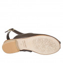 Woman's open-toed highfronted sandal in brown leather heel 2 - Available sizes:  33