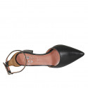 Scarpa aperta a punta da donna con cinturino in pelle nera tacco 5 - Misure disponibili: 45
