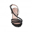 Woman's sandal in black leather heel 7 - Available sizes:  32, 34, 42, 43, 44, 45