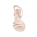 Woman's sandal in nude leather heel 7 - Available sizes:  42, 43, 44
