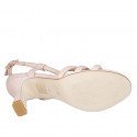 Woman's sandal in nude leather heel 7 - Available sizes:  42, 43, 44