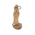 Chaussure ouverte pour femmes avec courroie en cuir imprimé lamé platine talon 8 - Pointures disponibles:  31, 34, 42, 43, 45, 46