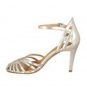 Chaussure ouverte pour femmes avec courroie en cuir lamé platine talon 9 - Pointures disponibles:  31, 43, 45, 46