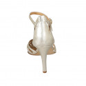 Chaussure ouverte pour femmes avec courroie en cuir lamé platine talon 9 - Pointures disponibles:  31, 43, 45, 46