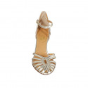 Chaussure ouverte pour femmes avec courroie en cuir lamé platine talon 9 - Pointures disponibles:  31, 43, 45, 46