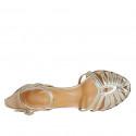 Chaussure ouverte pour femmes avec courroie en cuir lamé platine talon 9 - Pointures disponibles:  31, 43, 45, 46