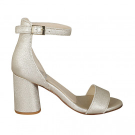 Chaussure ouverte pour femmes avec courroie en cuir lamé platine talon 7 - Pointures disponibles:  43