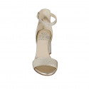 Chaussure ouverte pour femmes avec courroie en cuir lamé platine talon 7 - Pointures disponibles:  42, 43, 44, 45