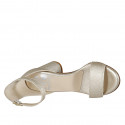 Woman's open shoe with strap in platinum laminated leather heel 7 - Available sizes:  42, 43, 44, 45